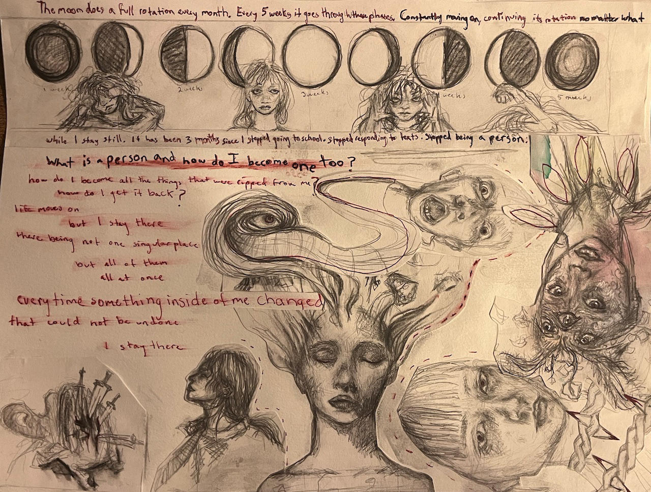 Sketchbook Piece - 9x12 in. graphite, watercolor, pen on paper