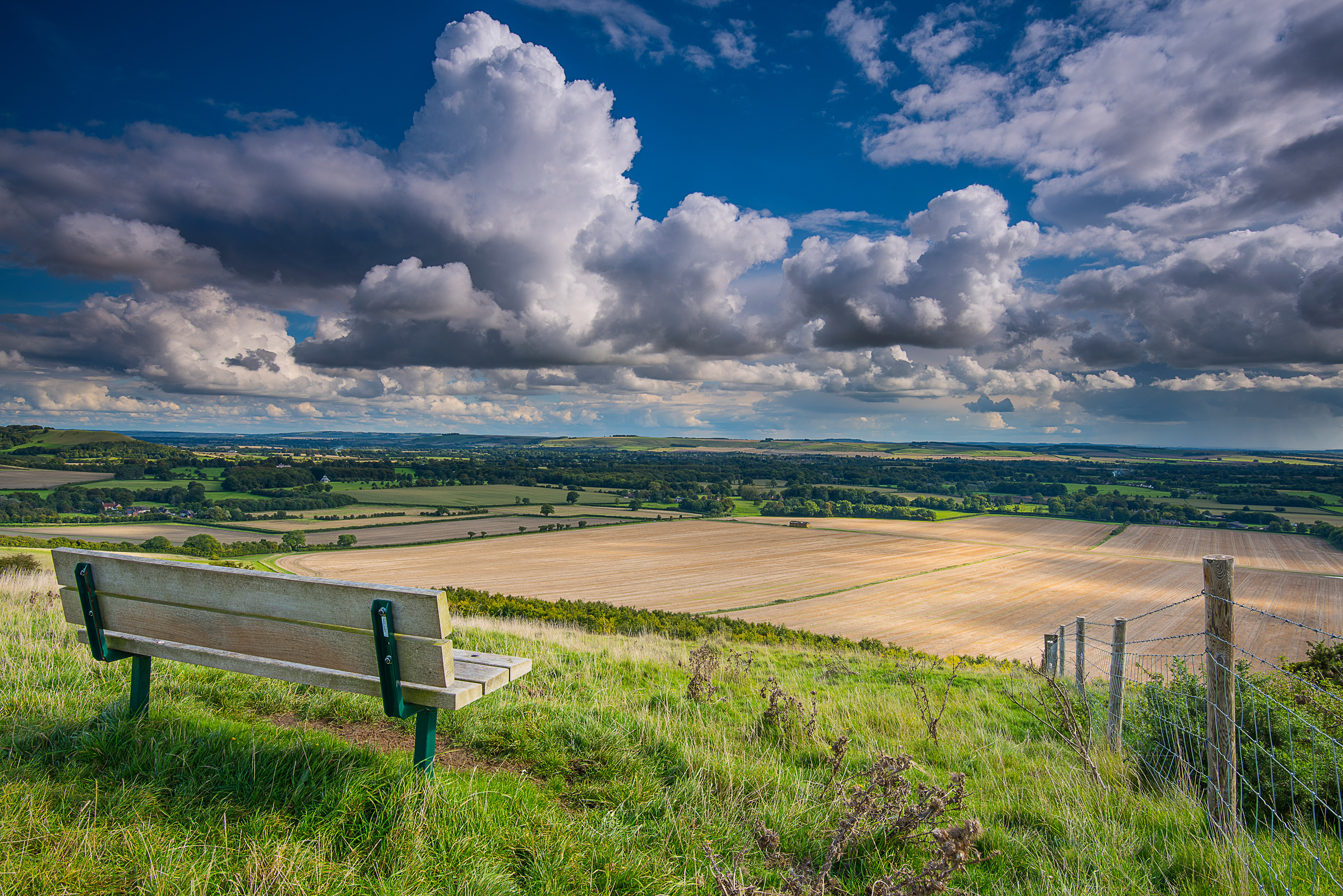 Seat with a view, Dracott Hill, Wiltshire