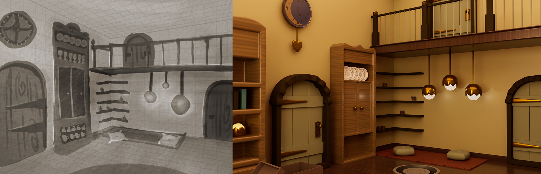 Concept vs 3D model - Maya, Photoshop