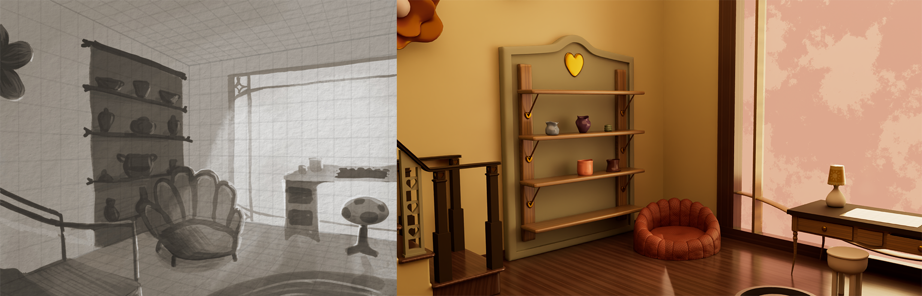 Concept vs 3D model - Maya, Photoshop