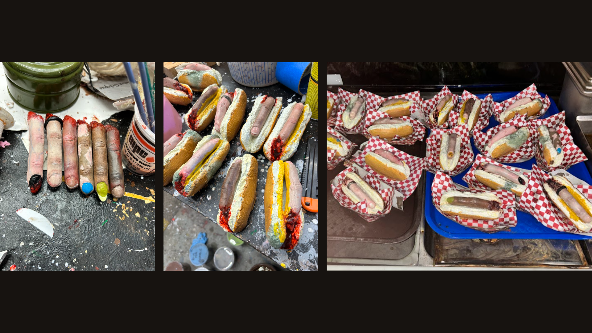 Seaworld: I painted hyper realistic casts of fingers for a halloween display.