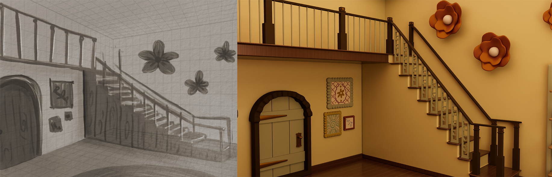 Concept vs 3D model - Maya, Photoshop