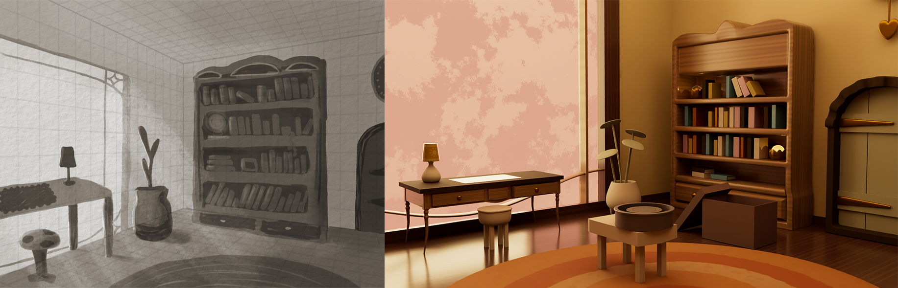 Concept vs 3D model - Maya, Photoshop