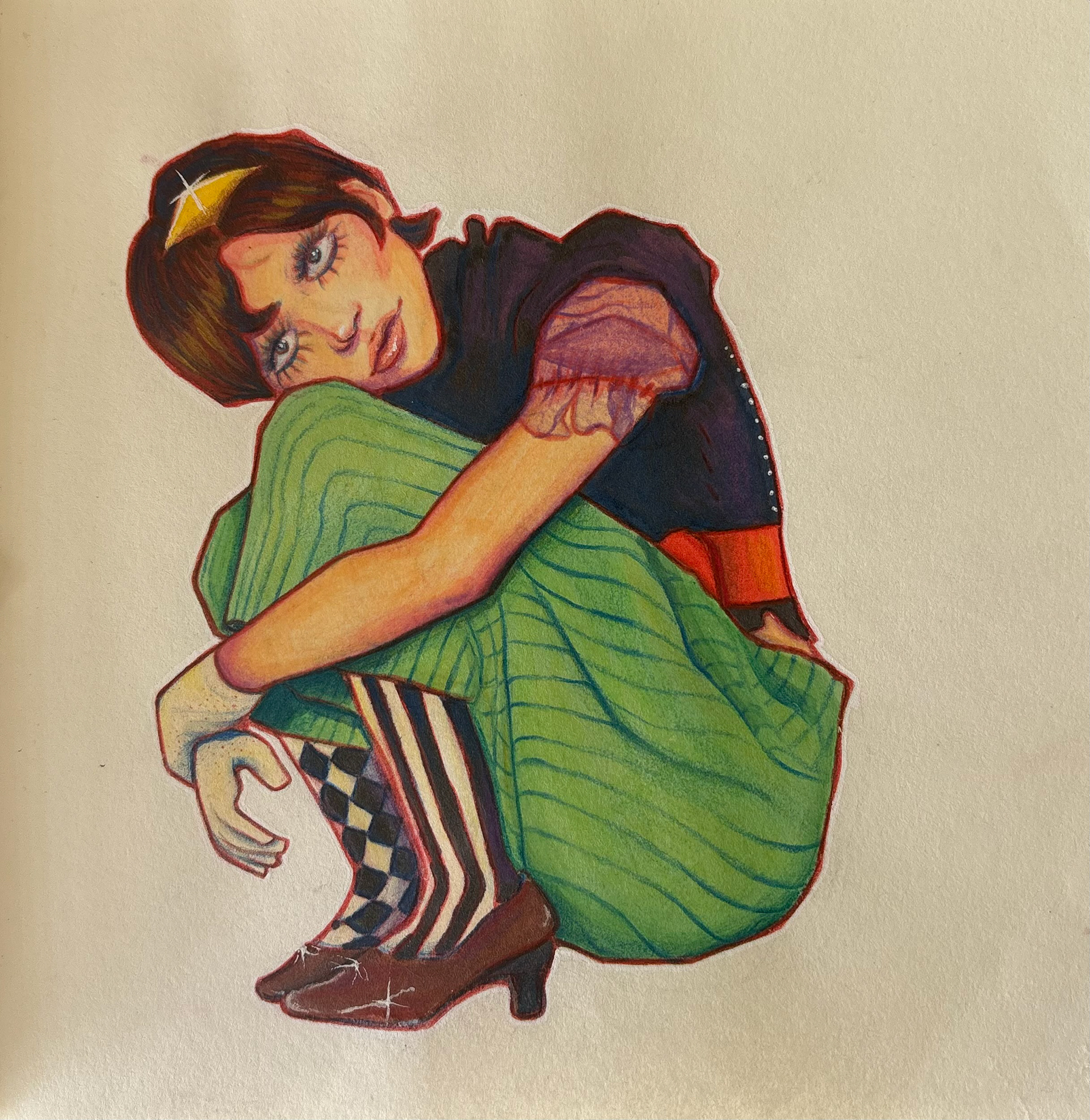 Marker and colored pencil on paper
