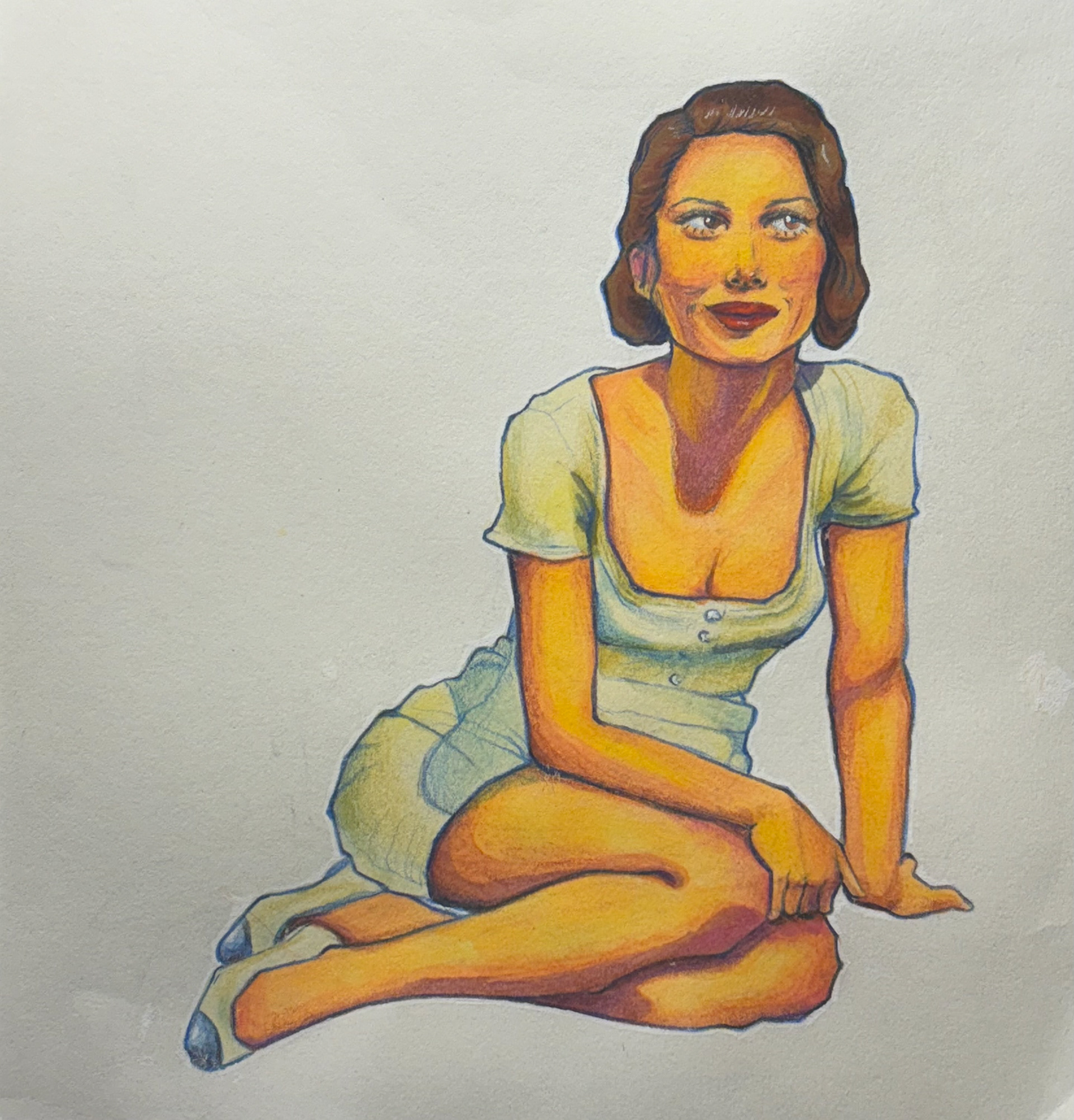 Marker and colored pencil