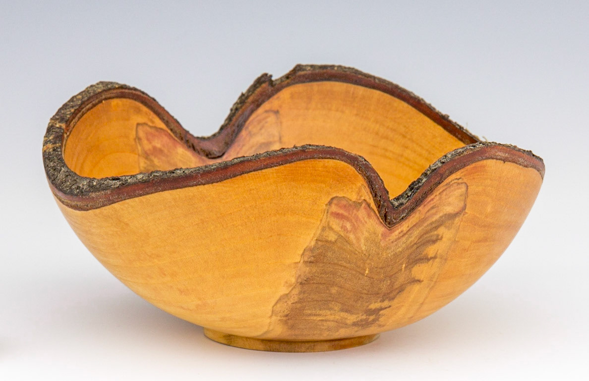 Plum Natural Edge Bowl Diameter: 7 1/8 inches, Height: 2 7/8 inches (F141)