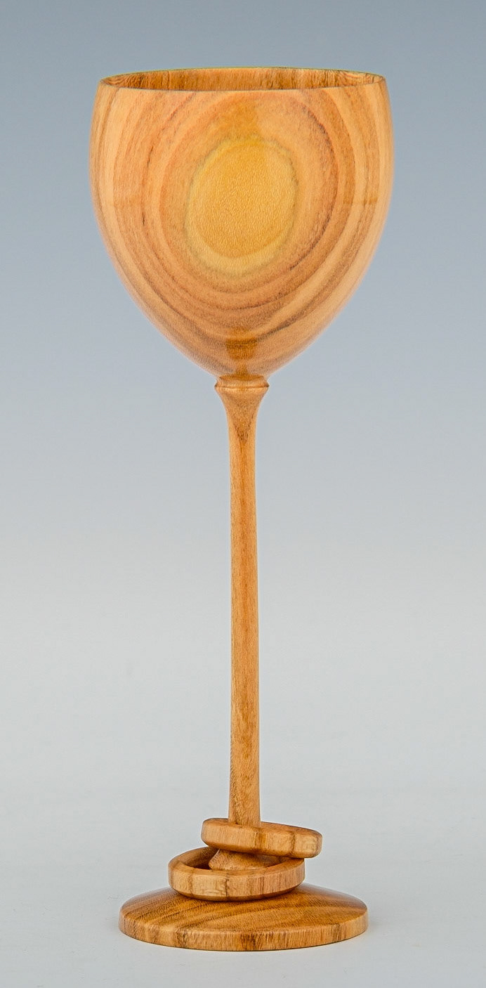 Cherry Captive Rings Goblet - Diameter: 1 15/16 inches, Height: 5 1/2 inches (J30)