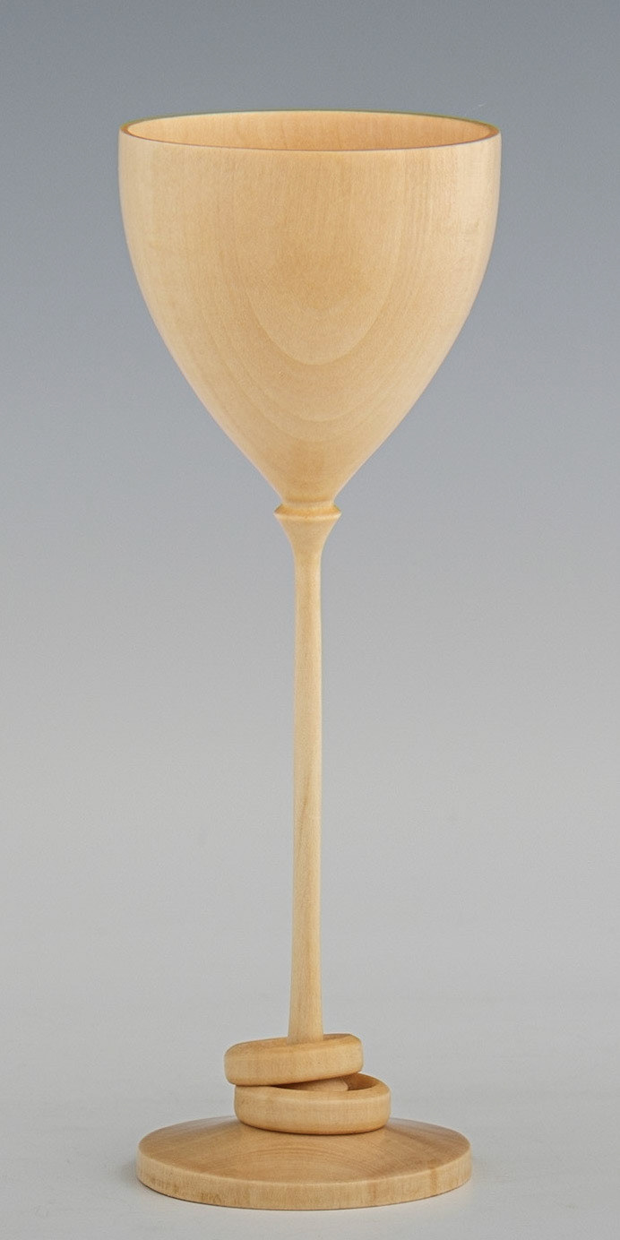 Madrone Captive Ring Goblet - Diameter: 2 inches, Height: 5 1/2 inches (E74)