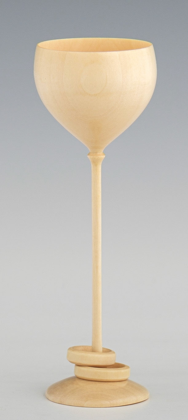 Madrone Captive Ring Goblet - Diameter: 1 3/4 inches, Height: 5 1/8 inches (E81)