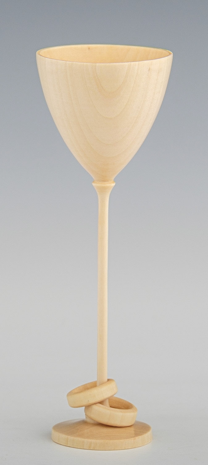 Madrone Captive Ring Goblet - Diameter: 2 1/8 inches, Height: 5 5/8 inches (E76)