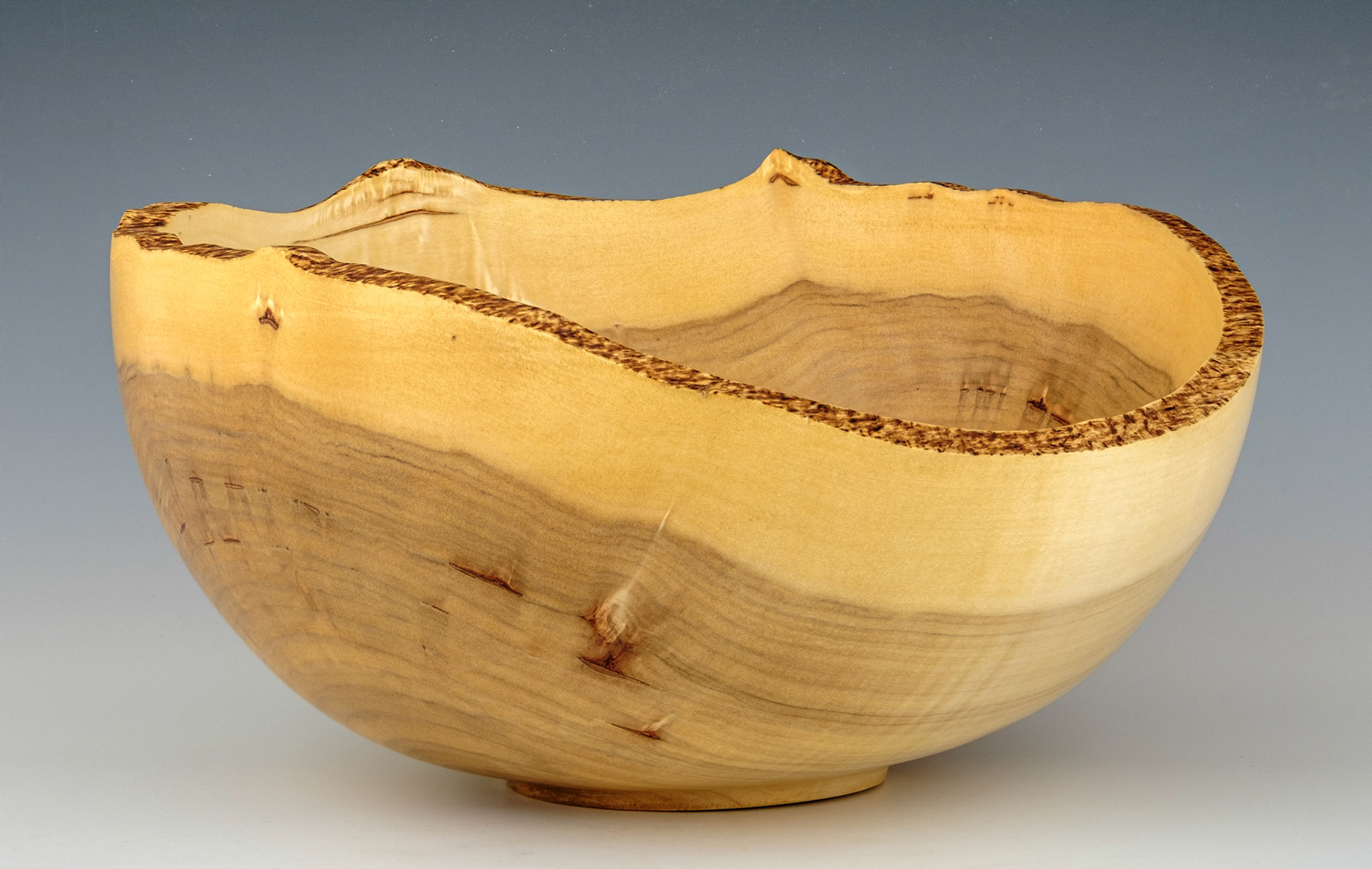 Lombardy Poplar Natural Edge Bowl - Diameter: 12 1/2 inches, Height: 6 1/4 inches (G84)