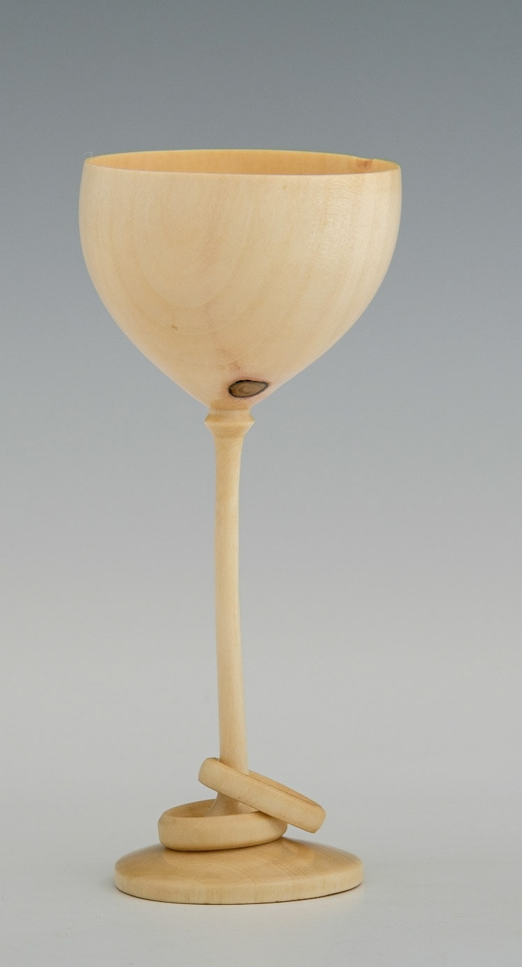 Madrone Captive Rings Goblet - Diameter: 2 inches, Height: 4 1/2 inches (E24)