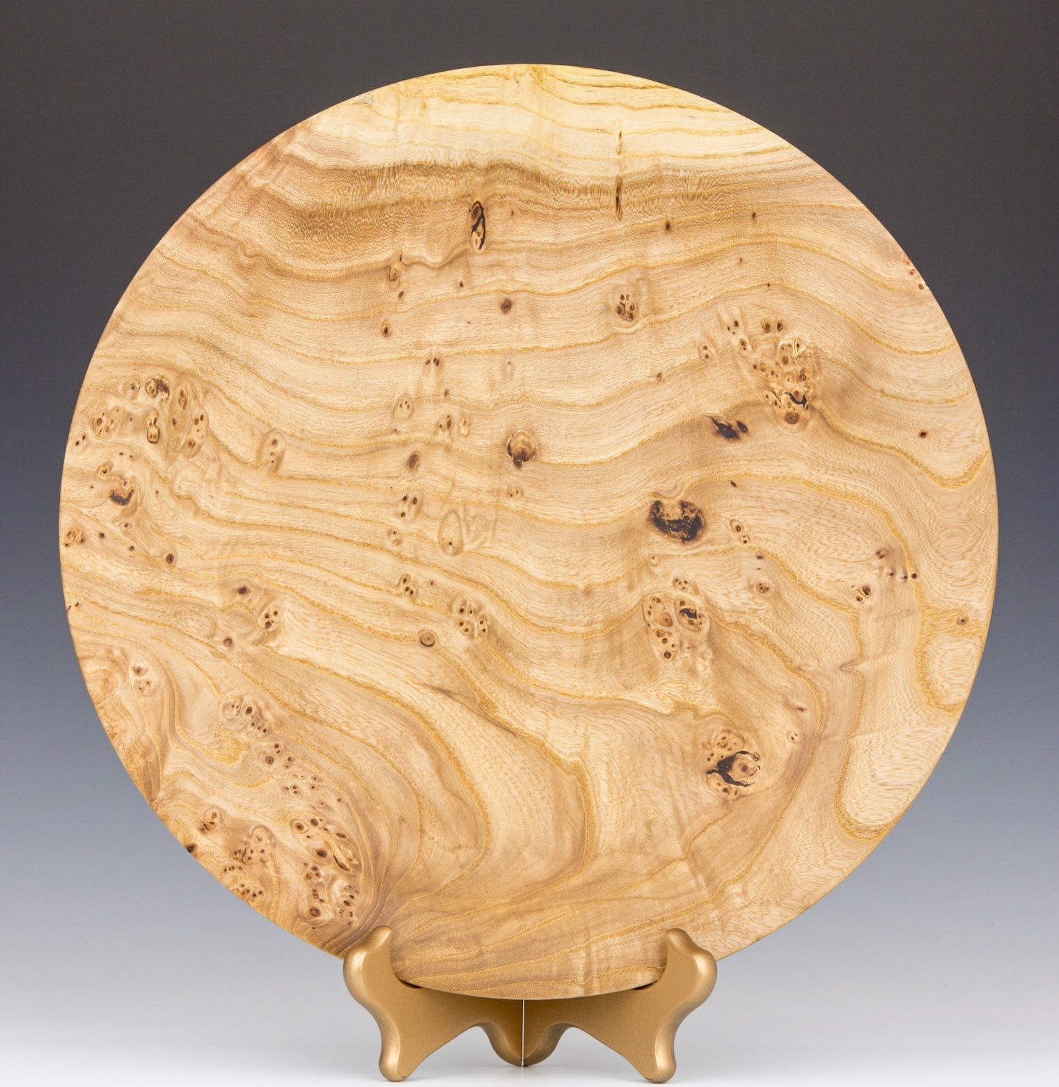 Elm Platter - Diameter: 12 3/4 inches, Height: 1 1/8 inches (C38)