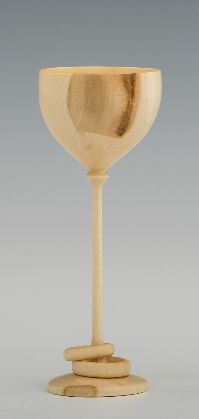 Madrone Captive Rings Goblet - Diameter: 1 7/8 inches, Height: 4 1/2 inches (E23)