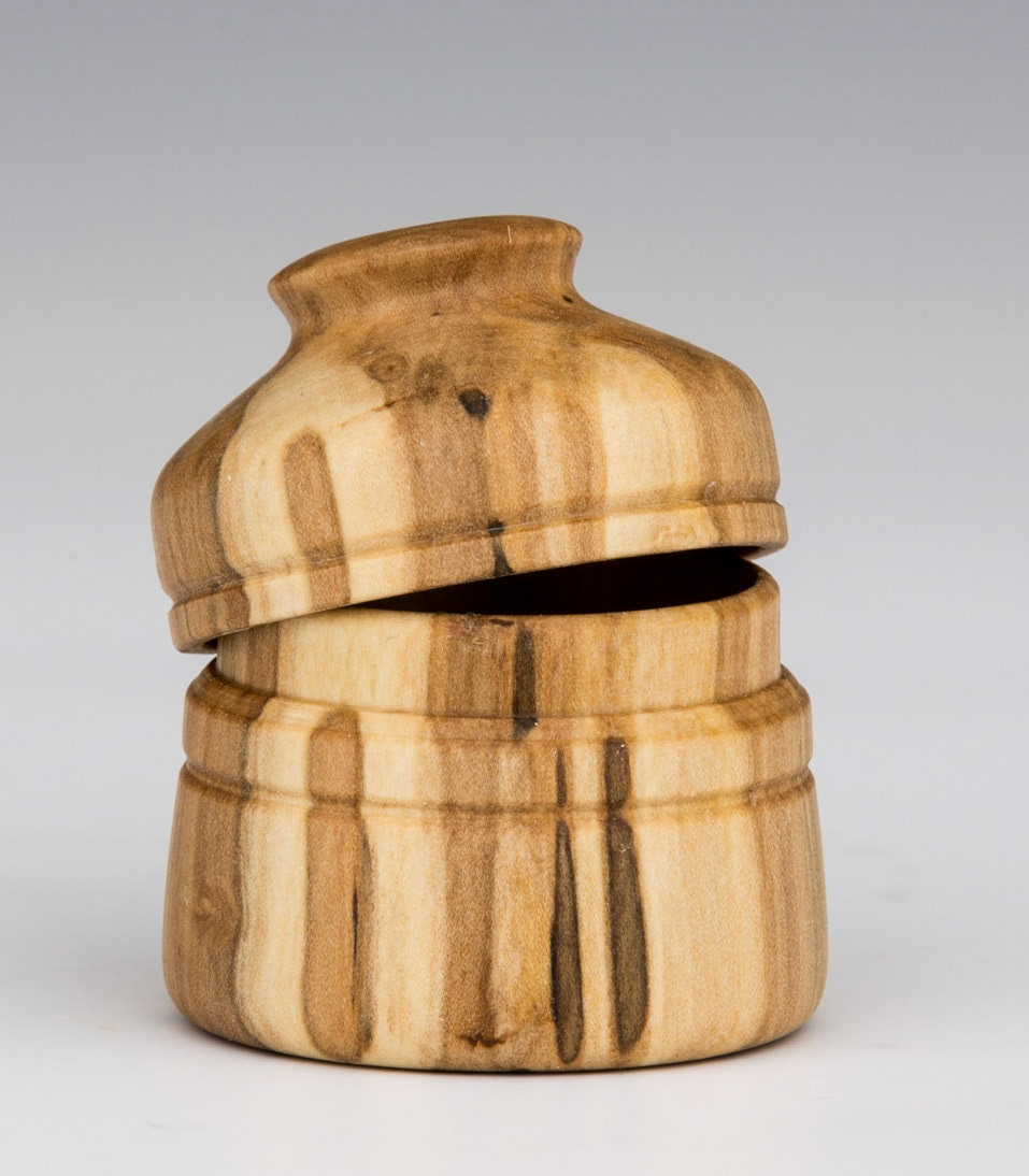 Ash Lidded Box - Diameter: 1 5/8 inches, Height: 1 3/4 inches (E10)