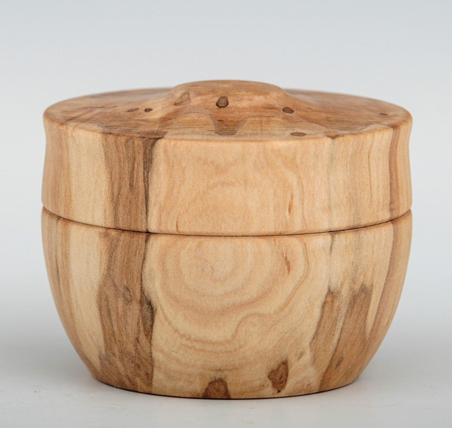 Ash Lidded Box - Diameter:  2 1/2 inches, Height:  2 1/16 inches (E18)