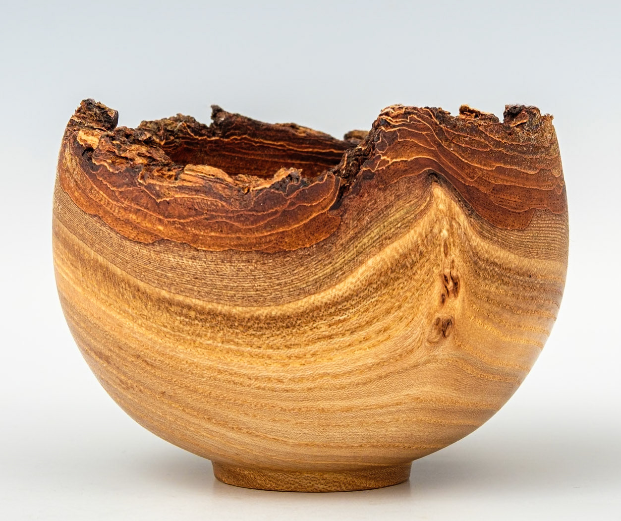 Elm Natural Edge Bowl - Diameter: 3 5/8 inches, Height: 2 3/4 inch (B137)