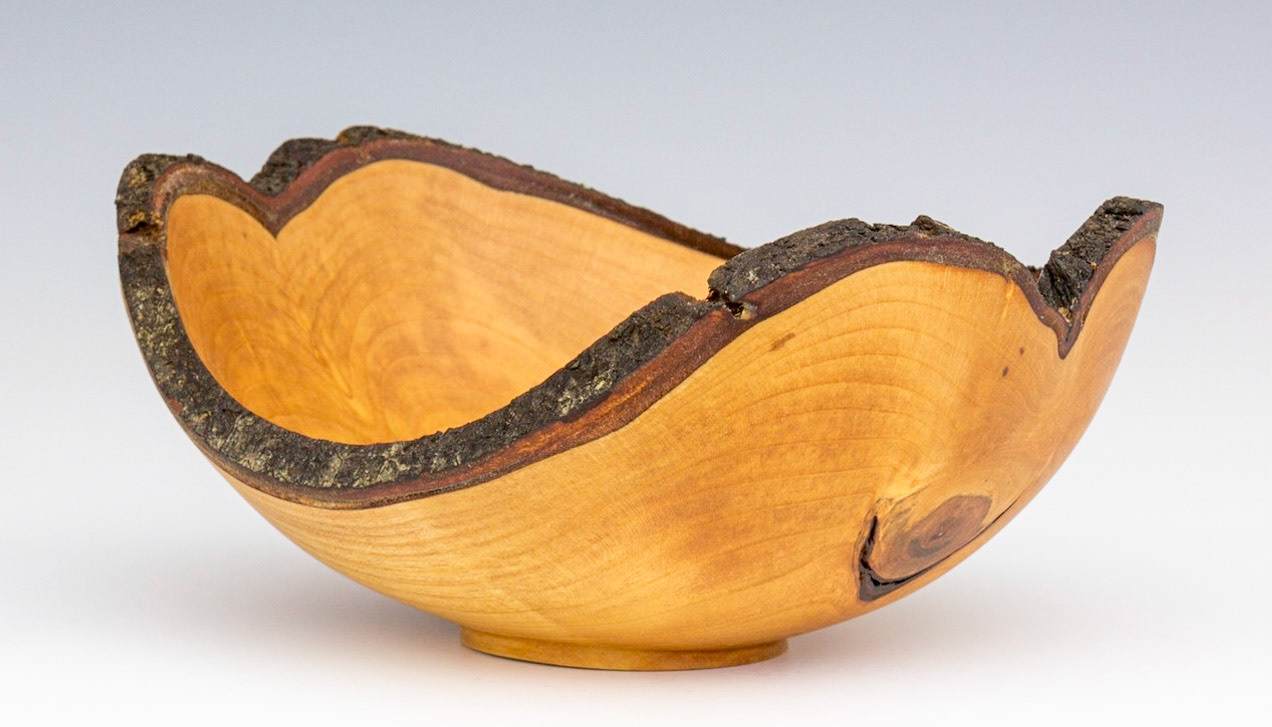 Plum Natural Edge Bowl - Diameter:  7 1/2 inches, Height:  2 3/4 inches  (F140)