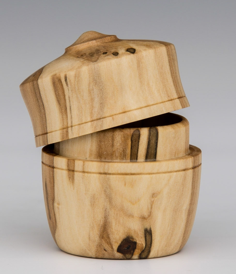 Ash Lidded Box - Diameter: 1 5/8 inches, Height: 2 inches (E8)