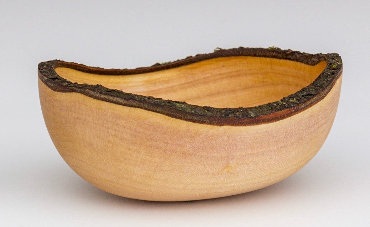 Plum Natural Edge Round Bottom Bowl - Diameter:  4 1/4 inches, Height:  1 3/4 inches  (F128)