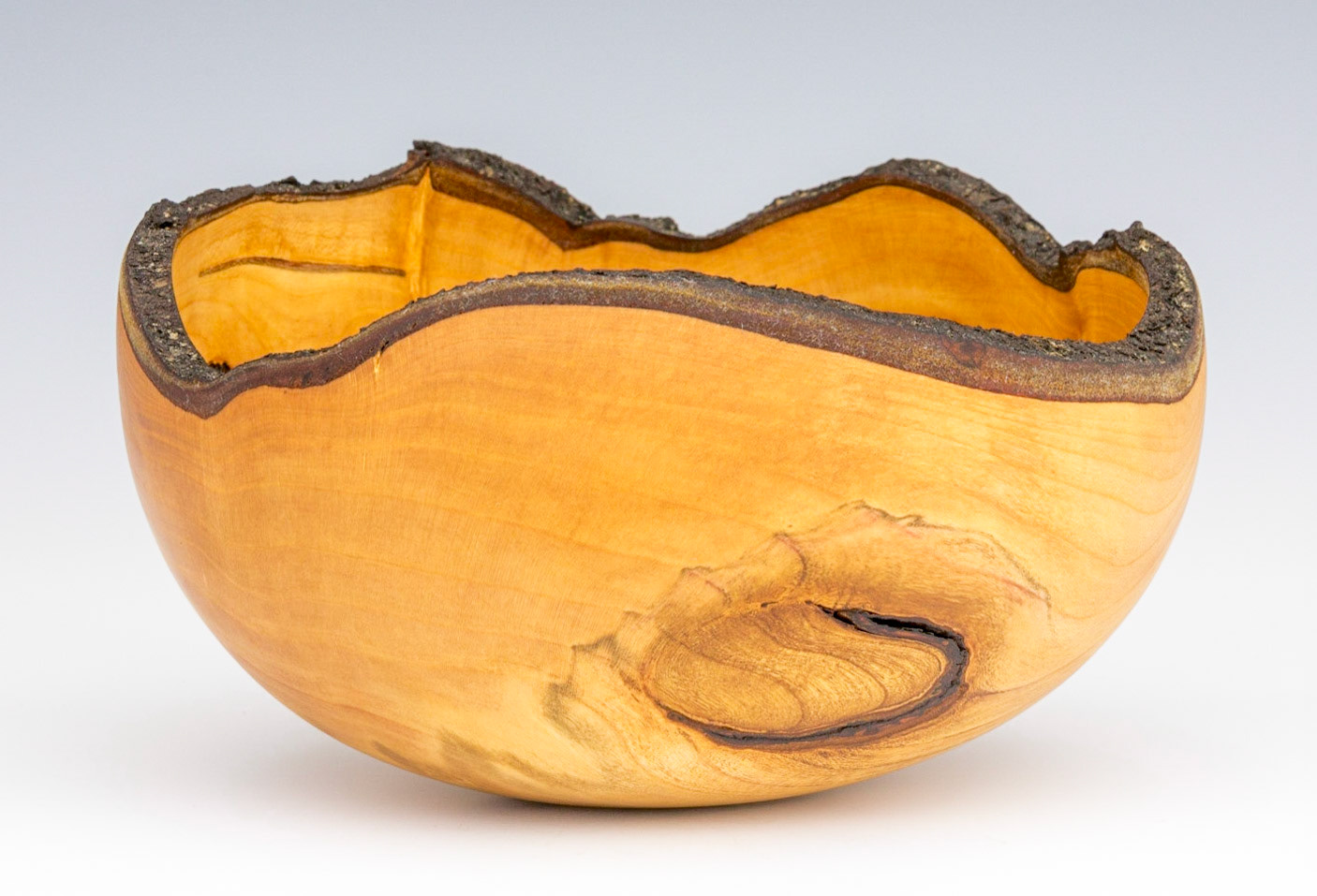 Plum Natural Edge Round Bottom Bowl - Diameter: 7 1/4 inches, Height: 3 3/8 inches (F146)