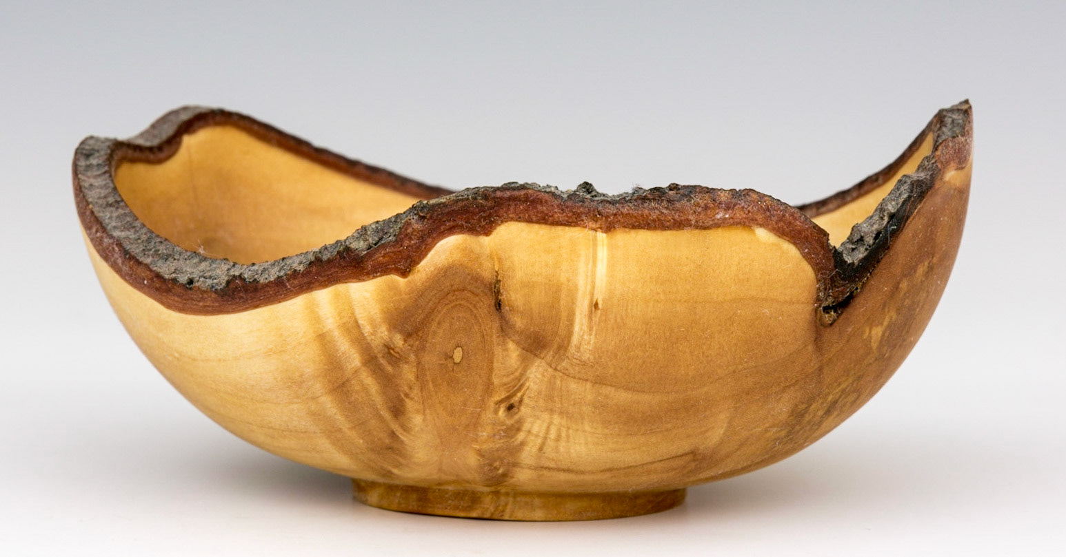 Plum Natural Edge Bowl - Diameter: 4 5/8 inches, Height: 2 1/8 inches (F18)