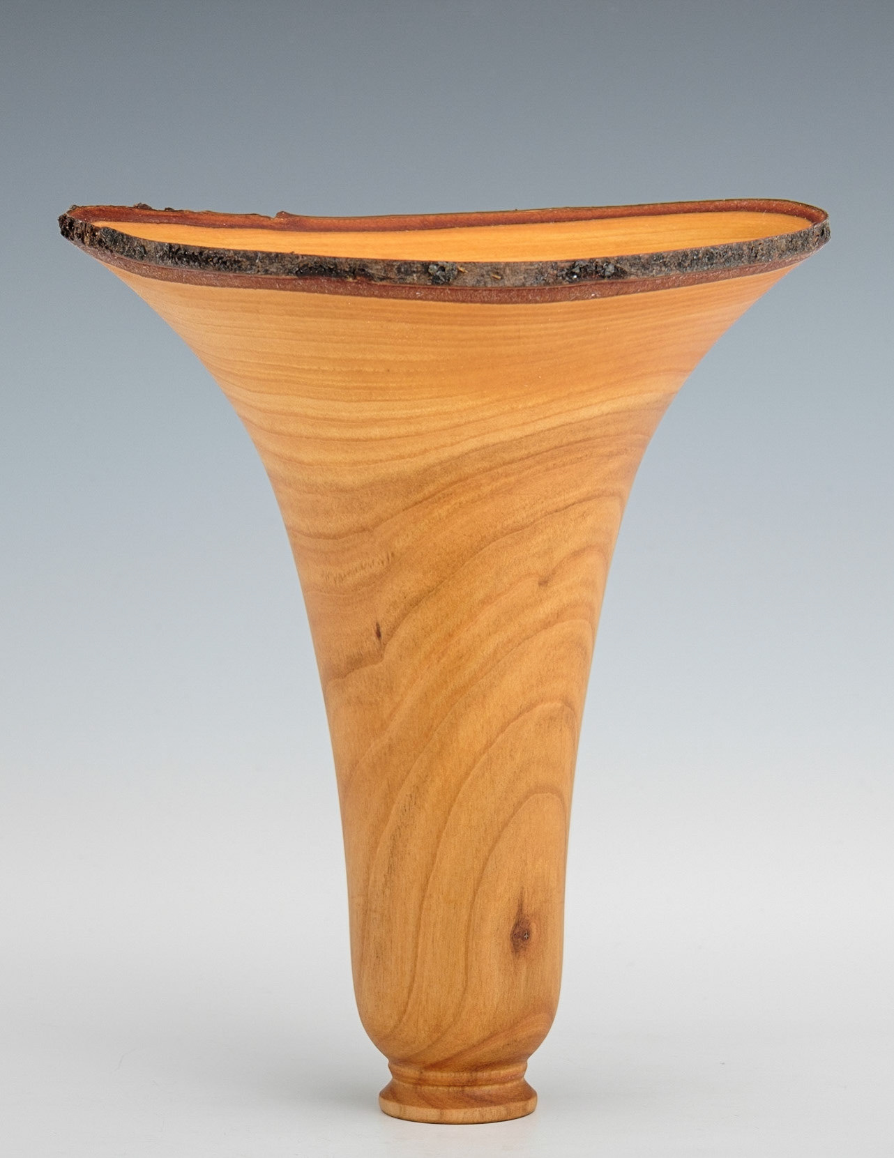 Cherry Nastural Edge Vessel - Diameter:  6 1/8  inches, Height:  7 1/4 inches (D131)