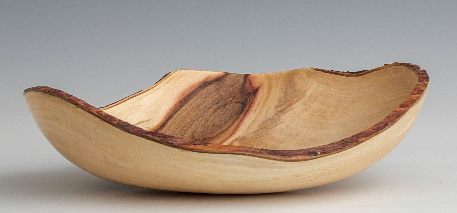Madrone Round Bottom Natural Edge Bowl - Diameter: 10 1/8 inches, Height: 3 1/8 inches (E90)