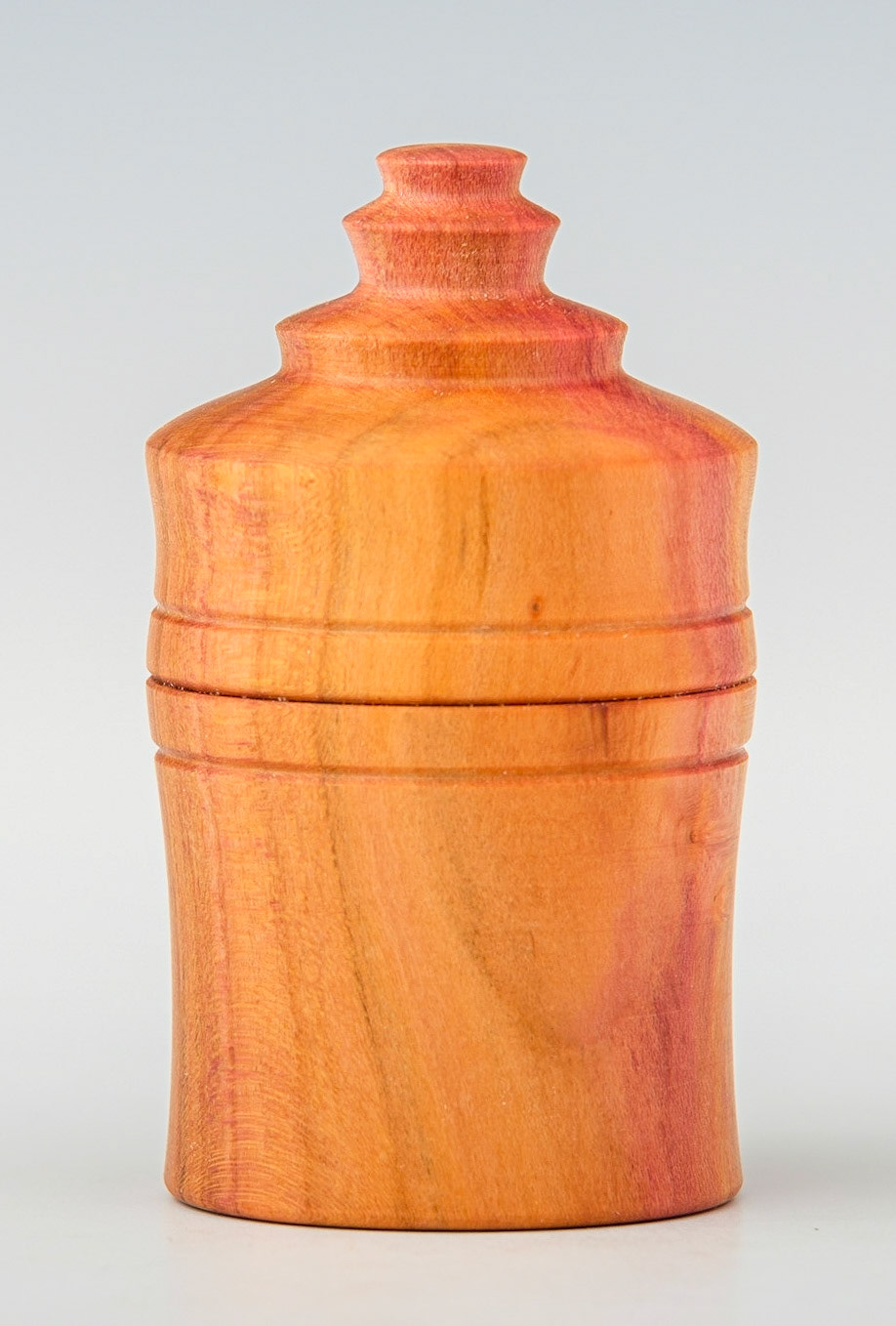 Plum Lidded Box - Diameter: 1 1/2 inches, Height: 2 5/8 inches (J119)