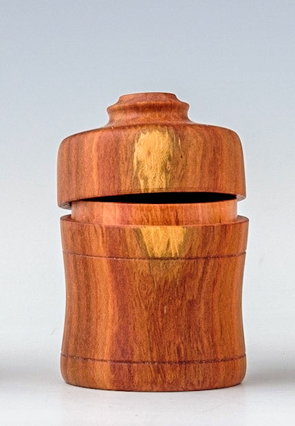 Plum Lidded Box - Diameter: 1 1/2 inches, Height: 2 3/8 inches (J114)
