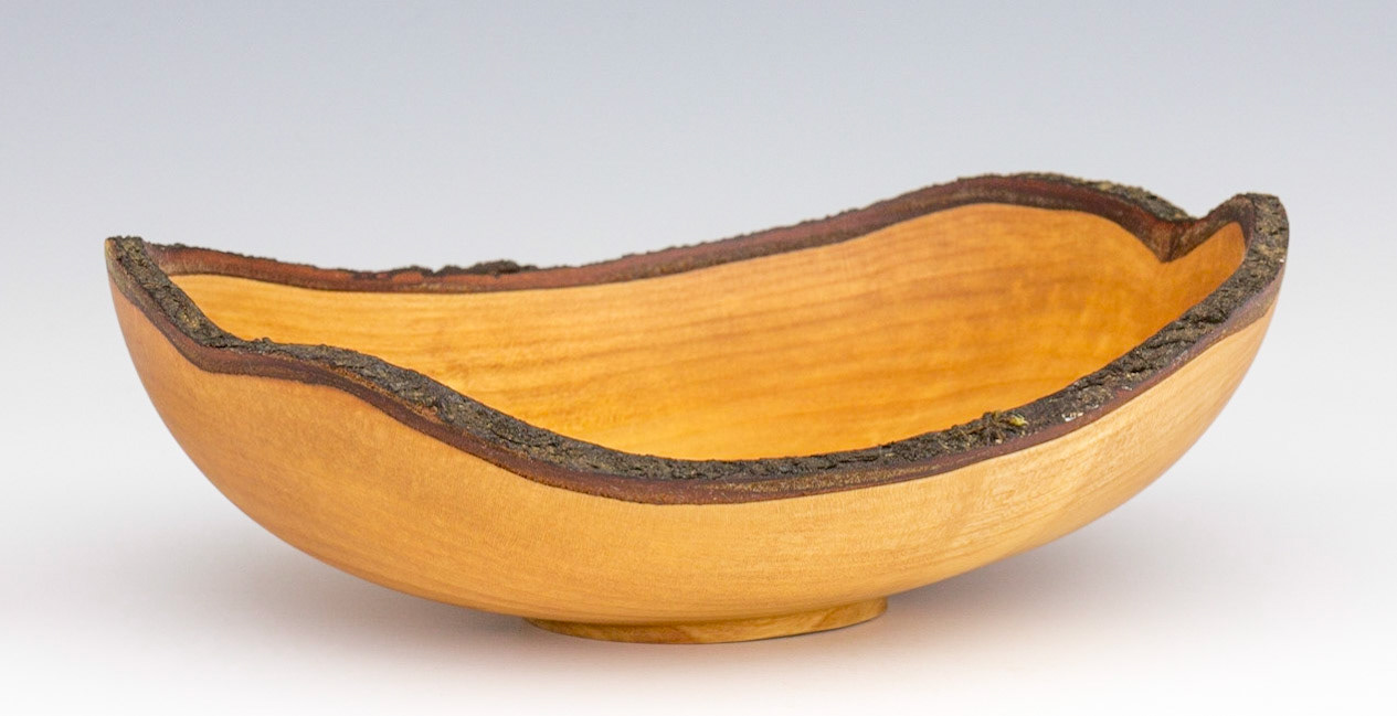 Plum Natural Edge Bowl - Diameter: 7 7/8 inches, Height: 2 1/8 inches (F139)