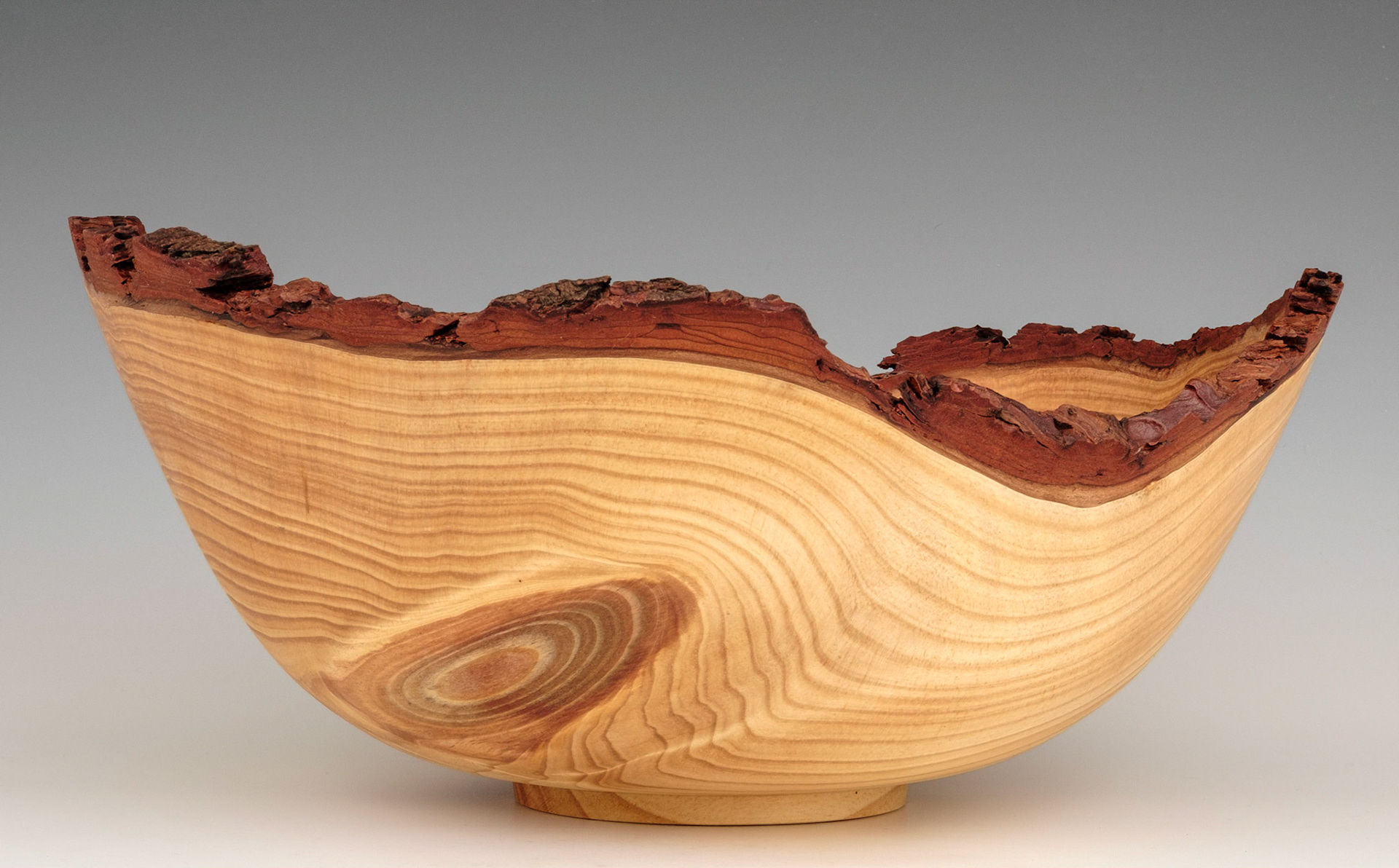 Pine Natural Edge Bowl - Diameter: 12 1/2 inches, Height: 5 3/4 inches (D48)