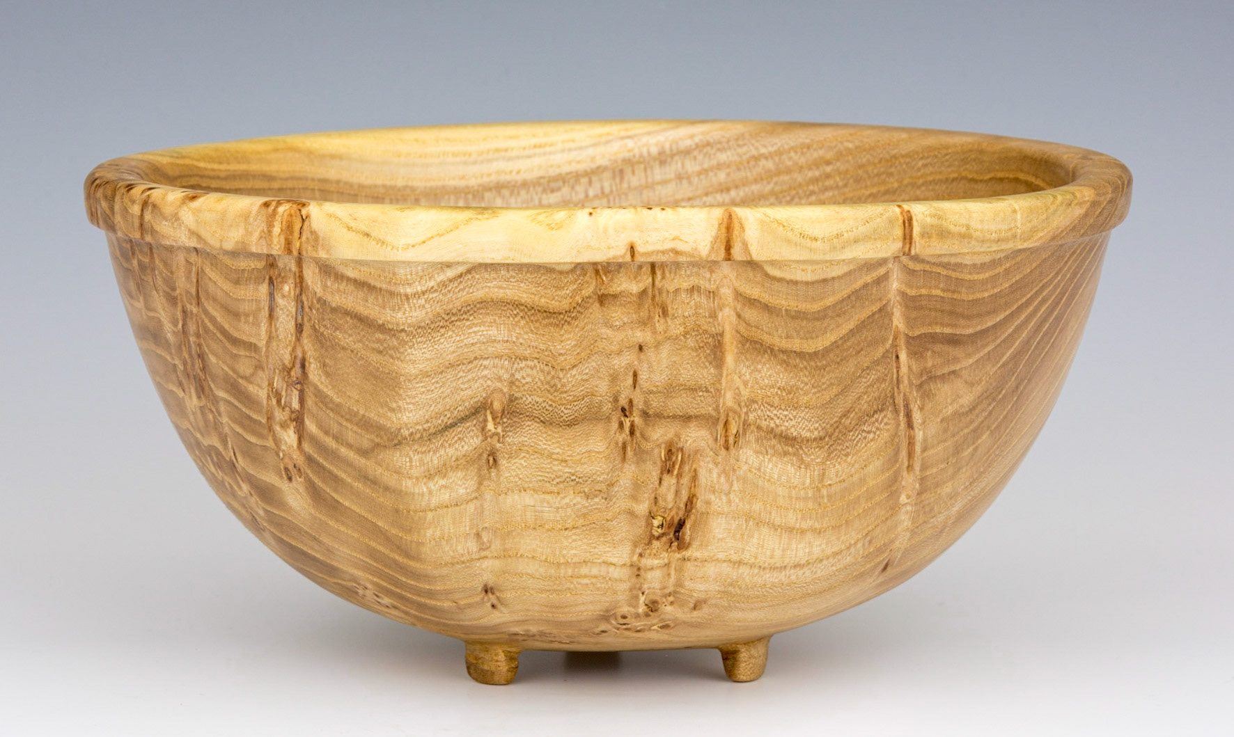 Elm Three-Footed Bowl - Diameter: 8 7/16 inches, Height: 4 1/4 inches (C10)