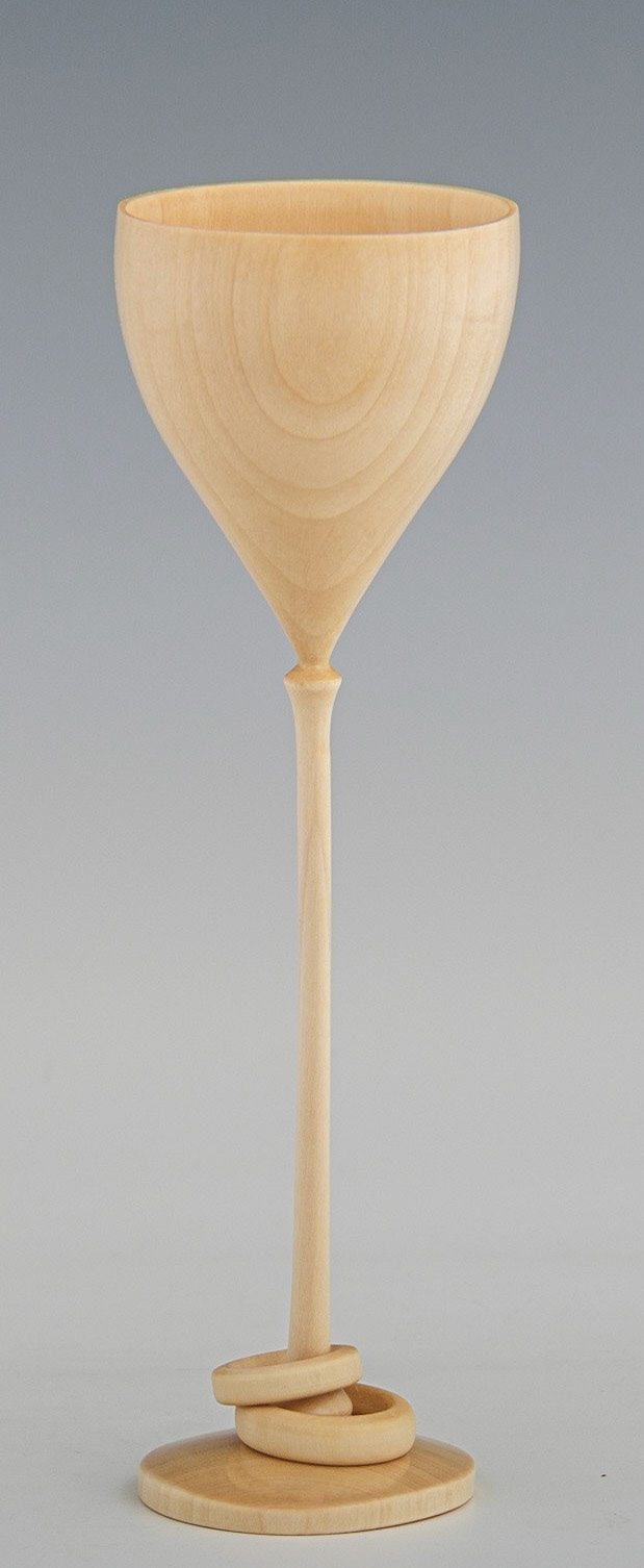 Madrone Captive Ring Goblet - Diameter: 1 7/8 inches, Height: 5 7/8 inches (E77)