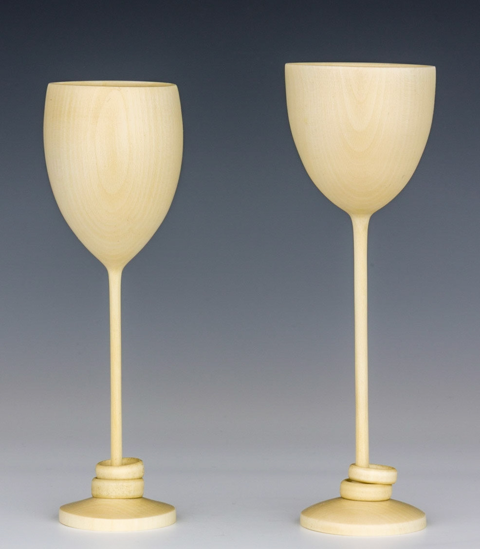 Holly Captive-Ring Goblets - Diameter/Height: 2 inches / 6 3/8 inches and 2 1/4 inches / 6 11/16 inches (M&A,D&B) inches (M&A,D&B)