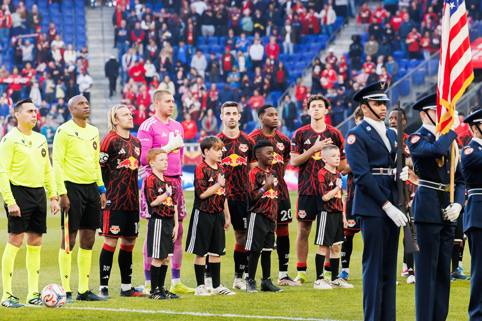 New York Red Bulls players prepare for MLS action.