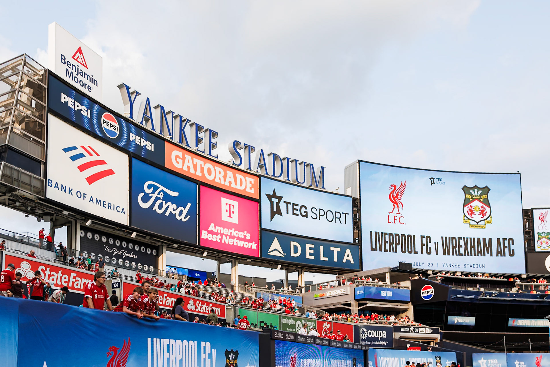 Yankee Stadium hosts Liverpool FC vs Wrexham AFC.