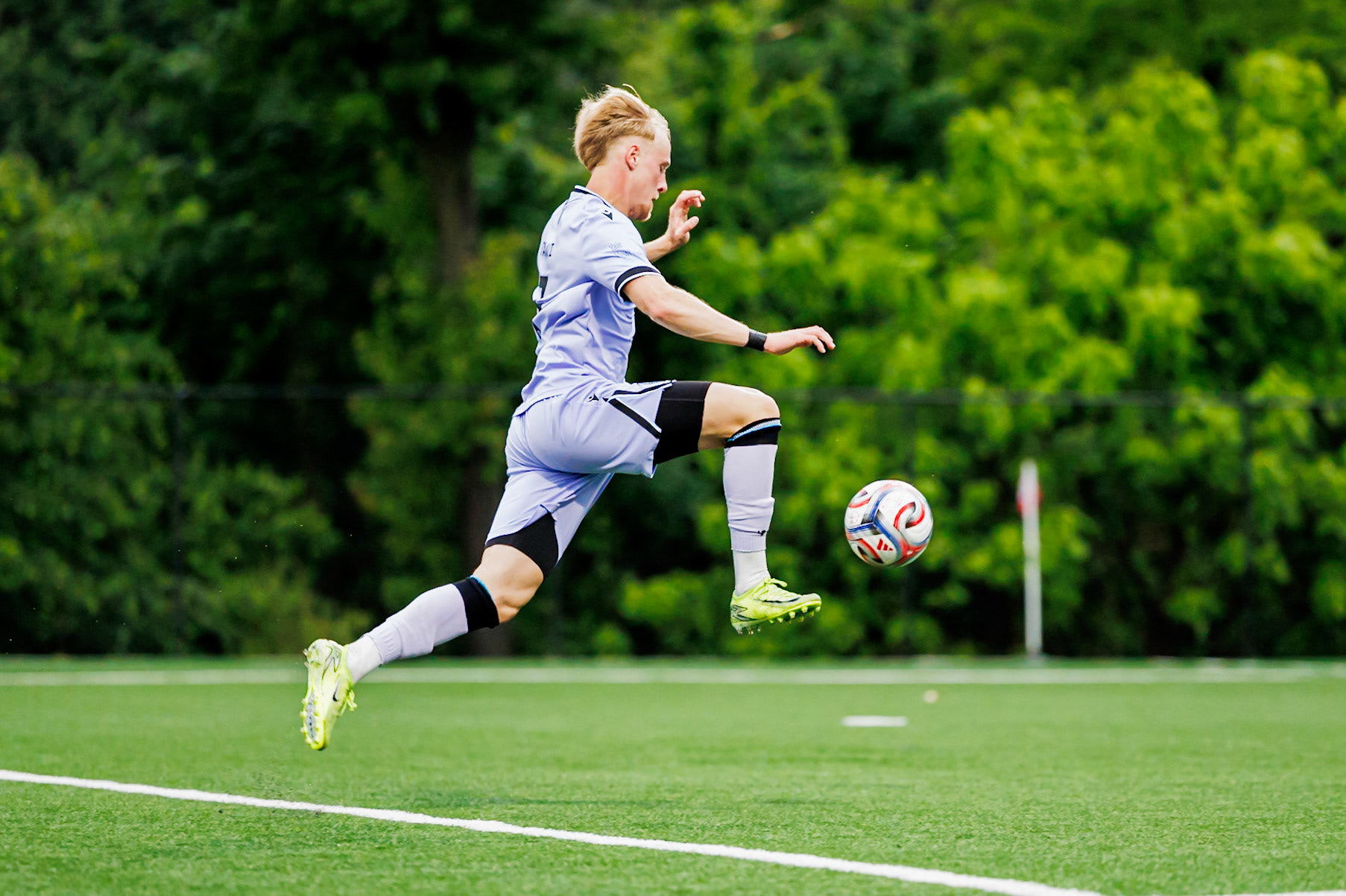 Barnabás Tanyi controls the ball for CT United FC.