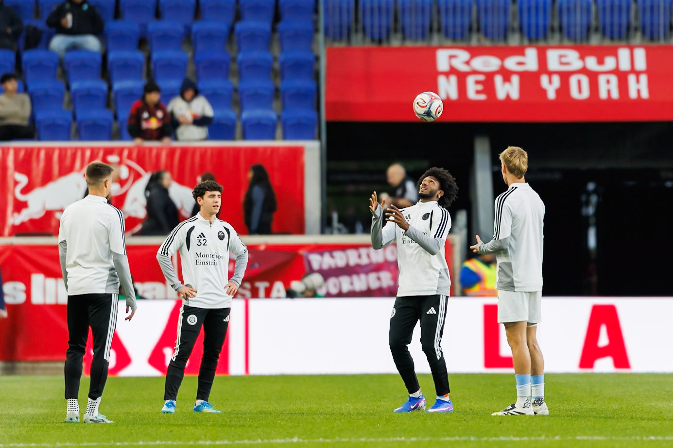 NYCFC players prepare before the match.