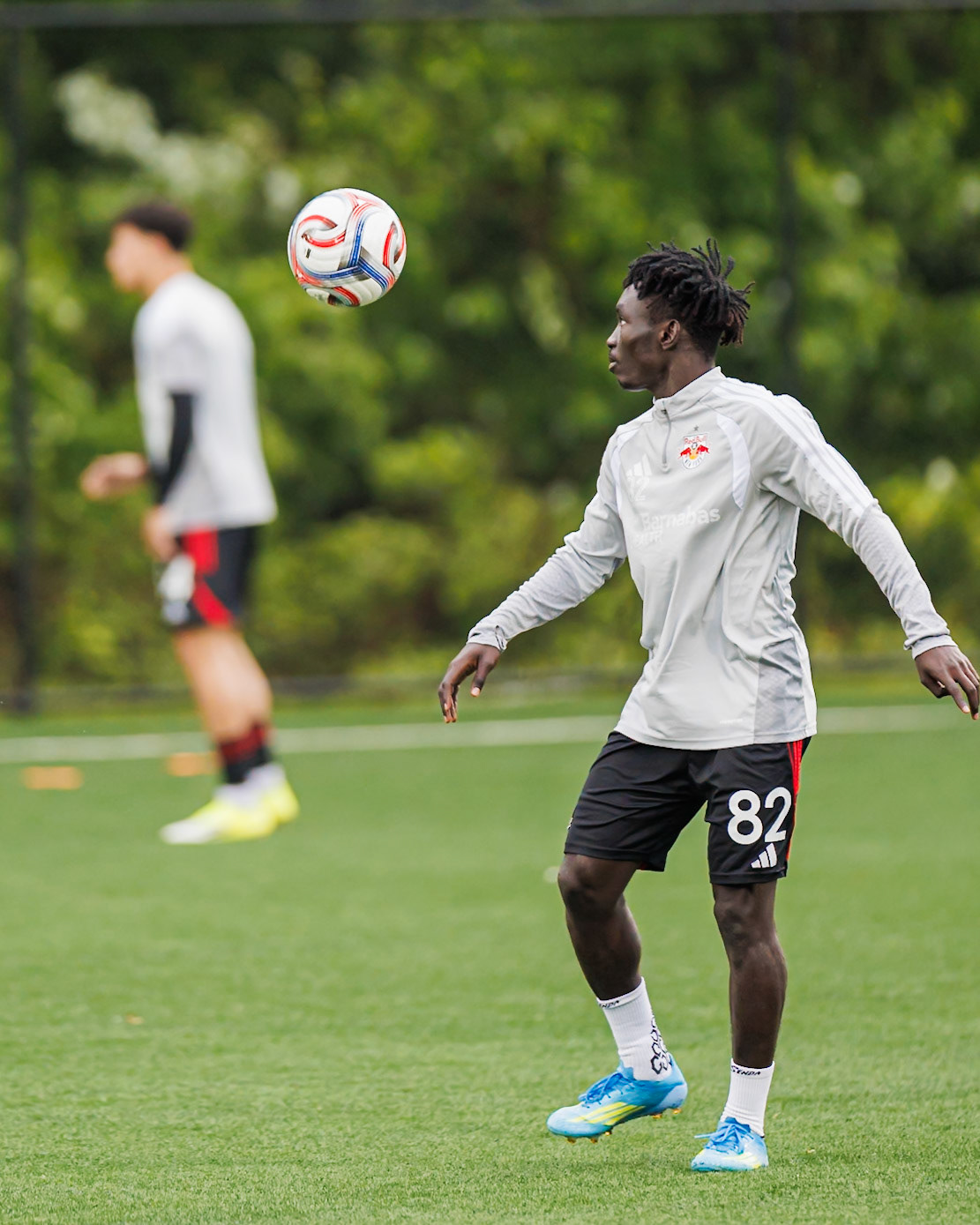 New York Red Bulls II player warm up before the match.