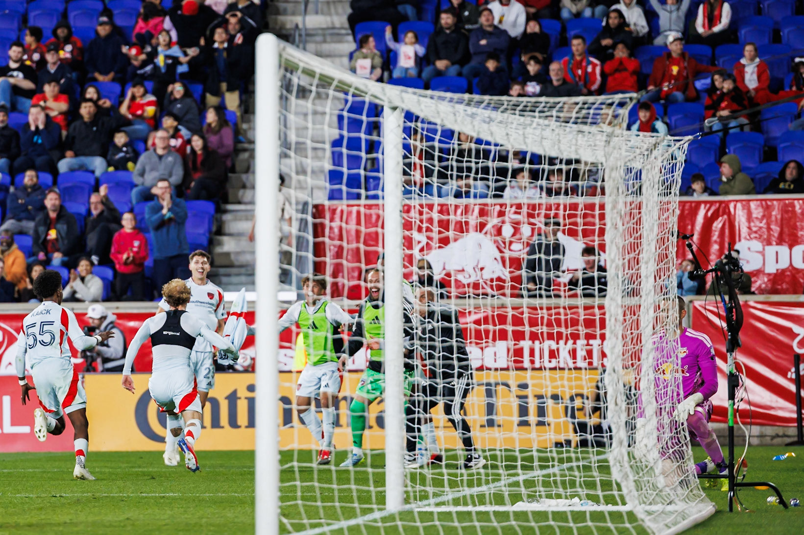 Sam Sarver celebrates his first MLS goal.