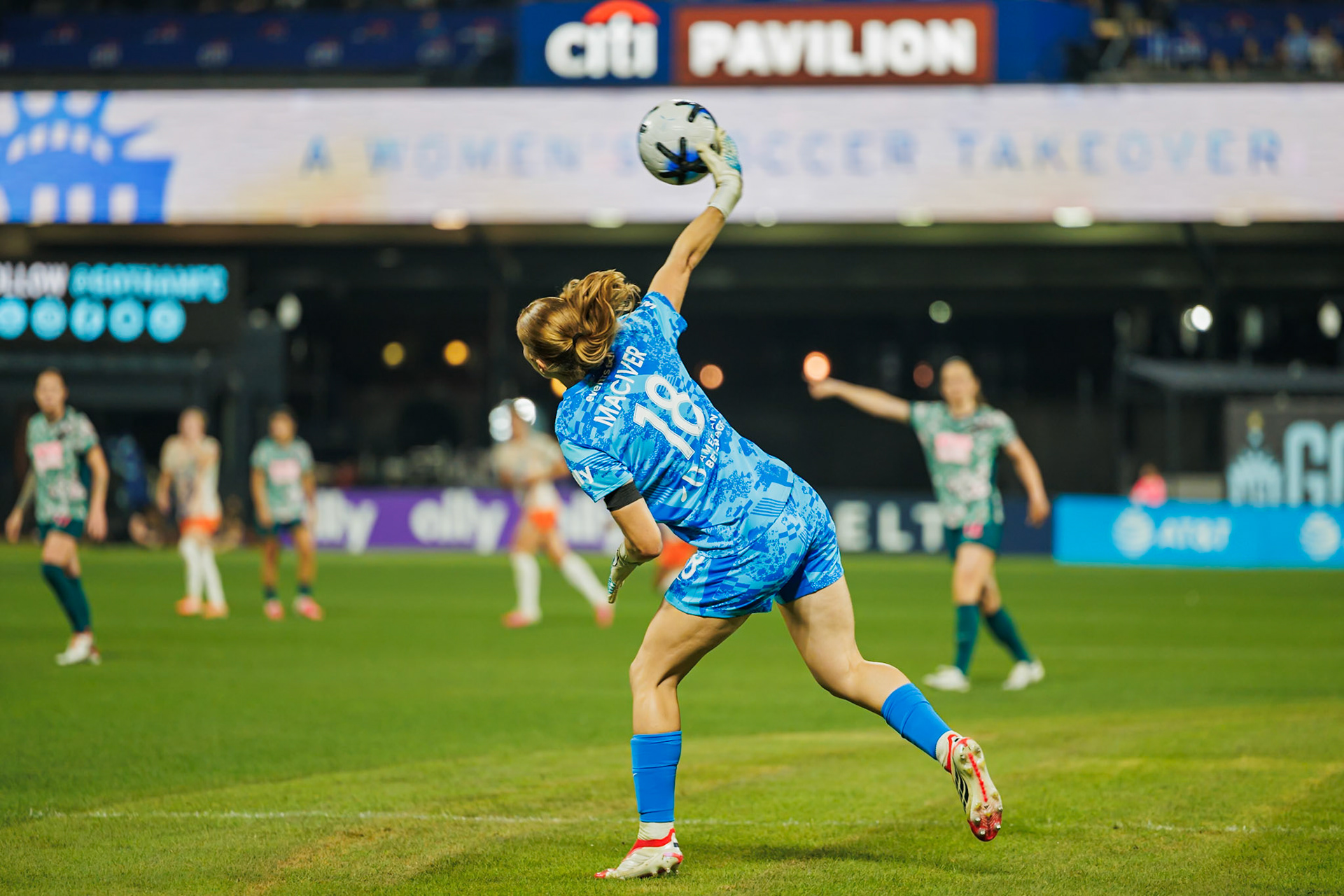 Sandy MacIver throws the ball.