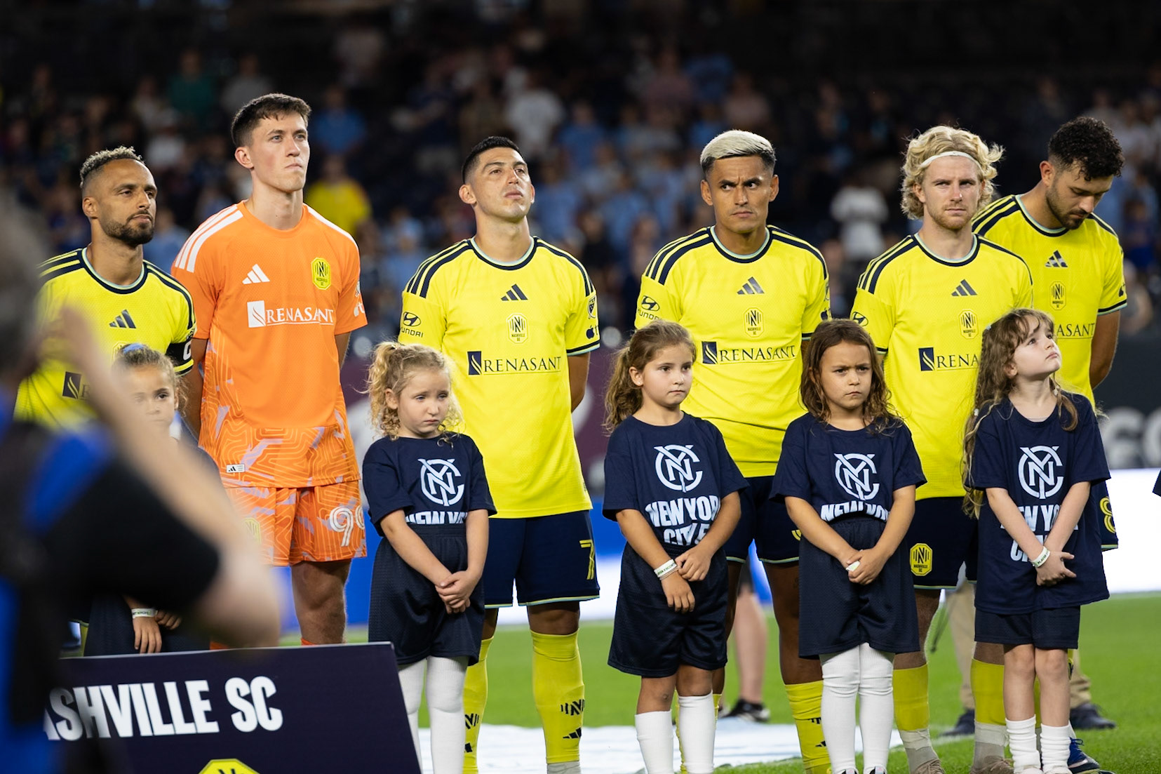 Nashville SC players before the match.