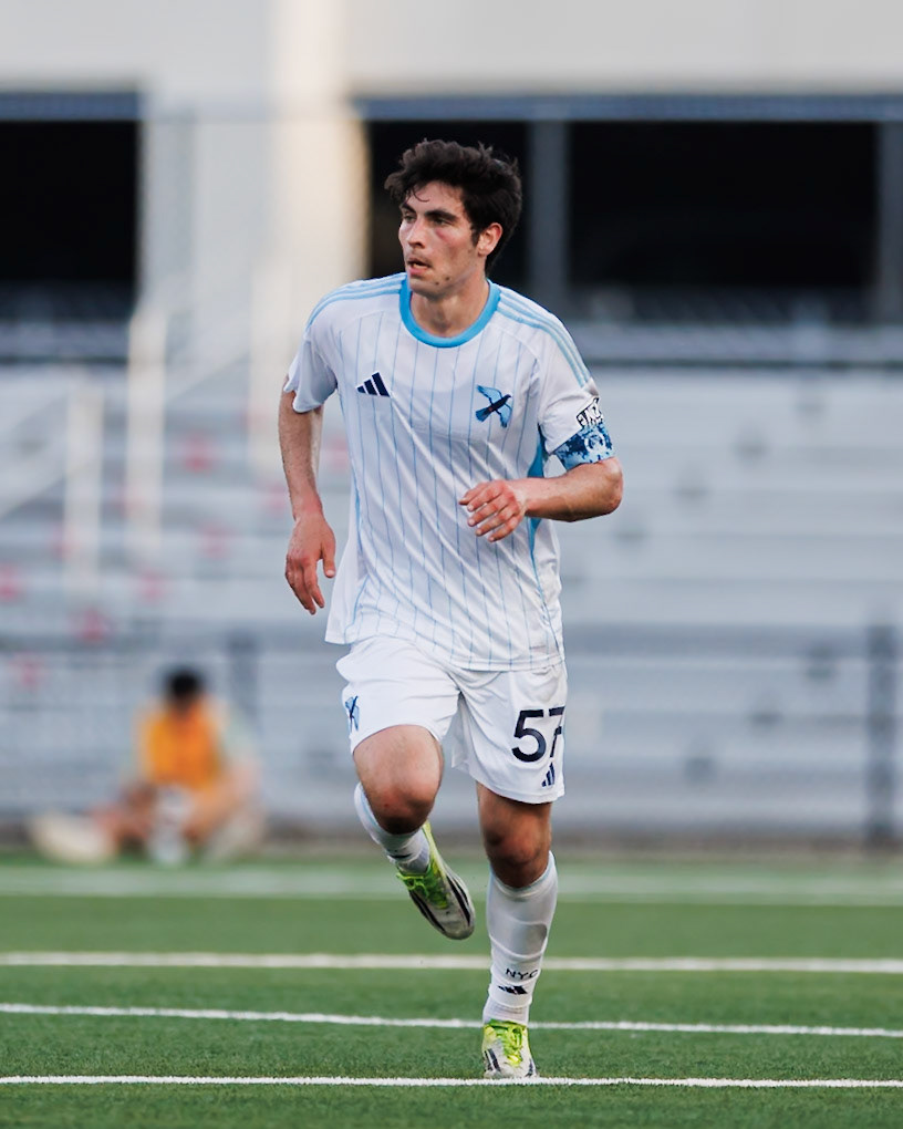 Joe Suchecki of NYCFC II controls the ball during MLS NEXT Pro action.