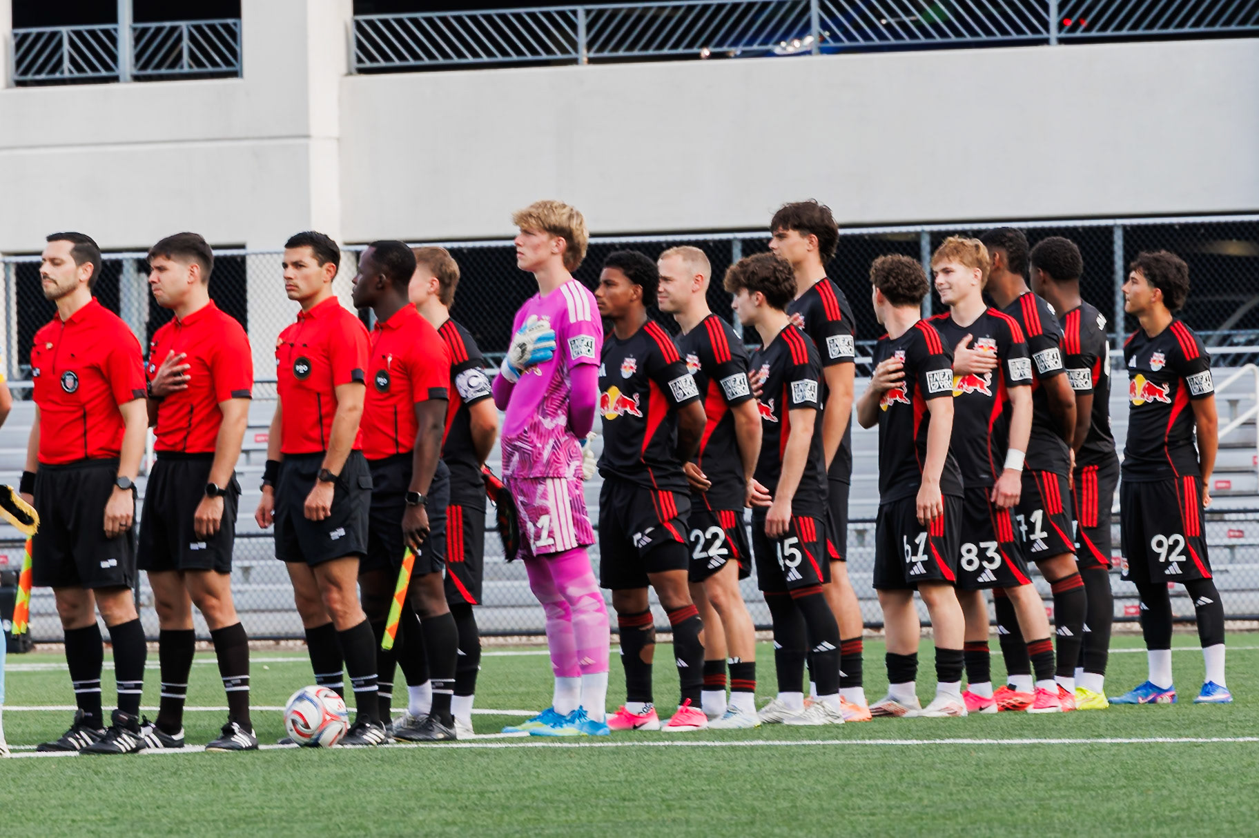 Red Bulls II line up before kickoff.