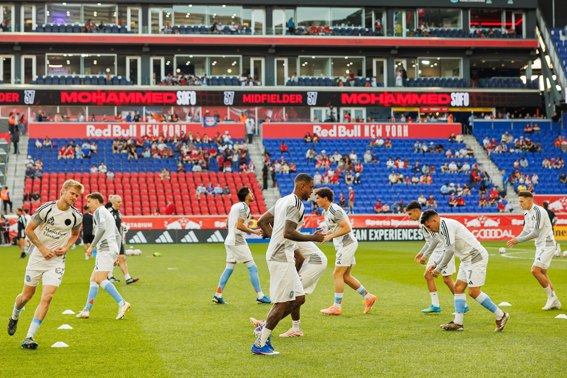 New York City FC players warm up before the match.