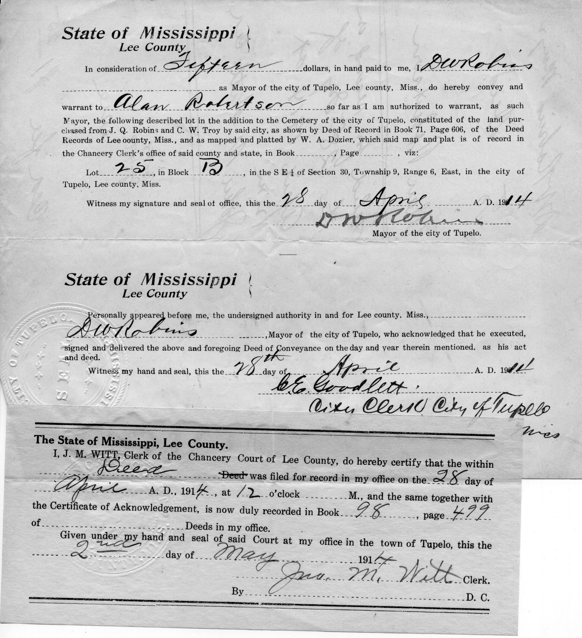 1914 Charlotte burial Certificate