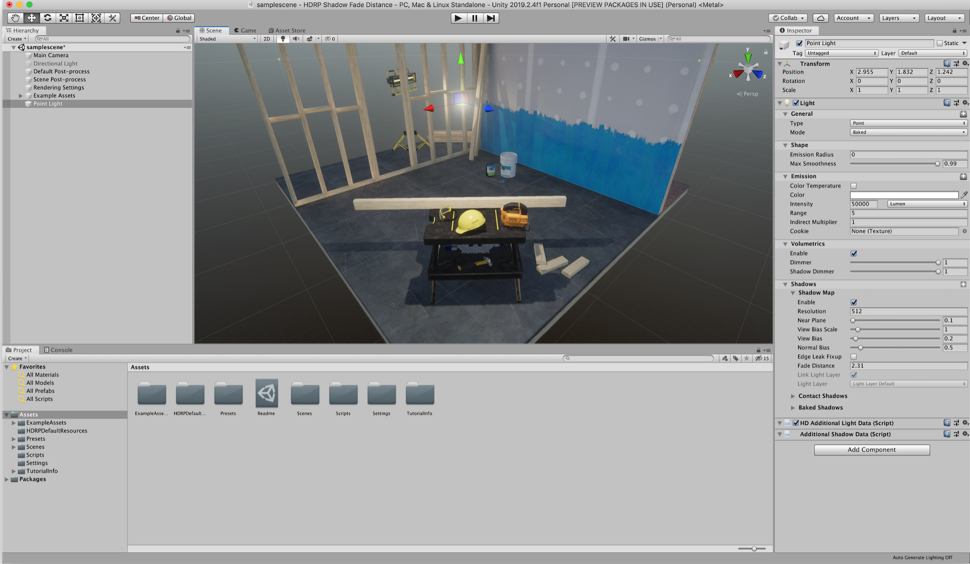 Creating HDRP Shadow Fade Distance
