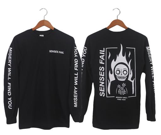 "Flames" design on long sleeve tee