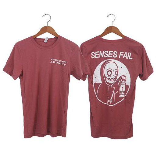 "Lantern" design on mauve short sleeve tee